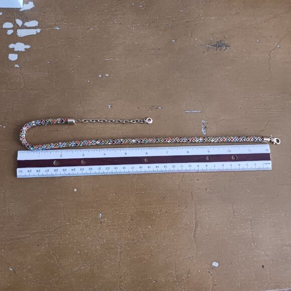 Gloria Vanderbilt Gold Tone Multi Color Rhinestone Encrusted Necklace - Picture 7 of 7